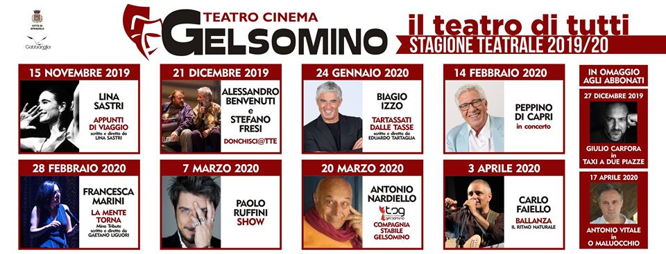 Al via la nuova grande stagione del Teatro Gelsomino di Afragola.   Il 15 novembre si alza il sipario con lo spettacolo:   "Appunti di Viaggio"di Lina Sastri