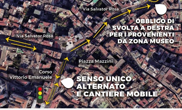 Corso Vittorio Emanuele, da lunedì attivo un nuovo cantiere a piazza Mazzini