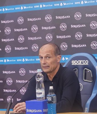 Napoli-Bologna 1-0, Allegri: «Abbiamo vinto con rabbia. Favasuli? In futuro dovrà fare il terzino»