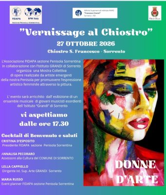 “Donne in arte”, vernissage al Chiostro di Sorrento Locandina "Donne in arte" mi ostra collettiva al femminile