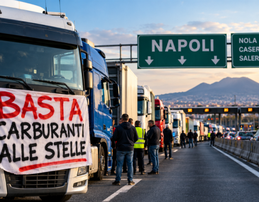 Caro carburanti, i camion si fermano e l’Italia rischia la paralisi: proteste anche in Campania